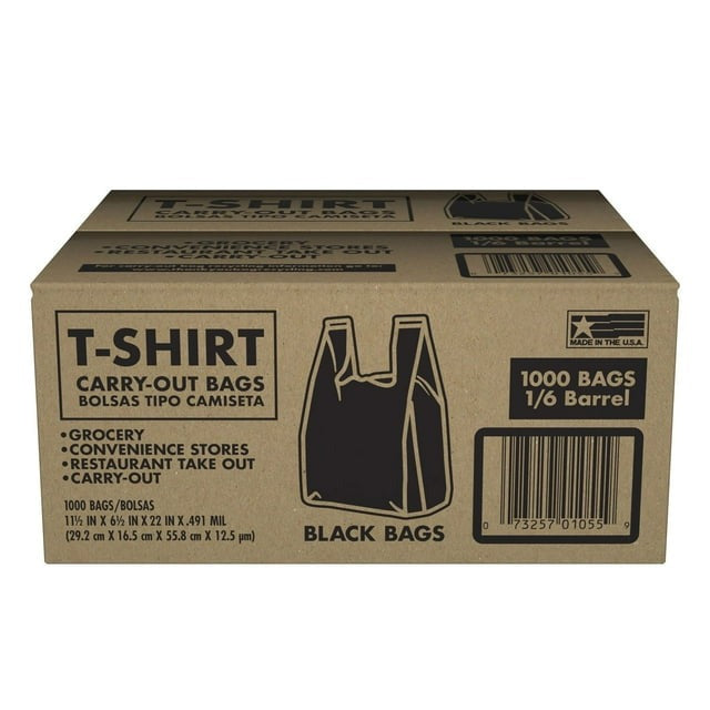 Black T-Shirt Carryout Bags – 1000 Count