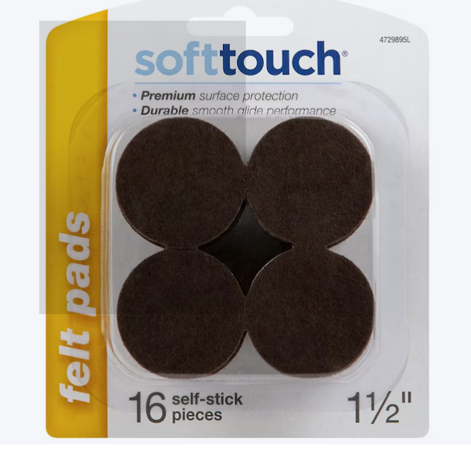 Round Felt Furniture Pads – 1.5 Inch, 16 Pack