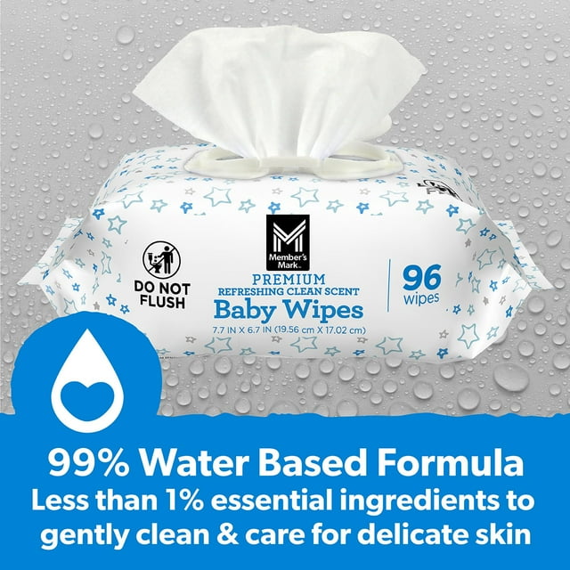 Member’s Mark Premium Baby Wipes – Refreshing Clean Scent (12 Pack, 1152 Wipes, 19 lb Total Weight)