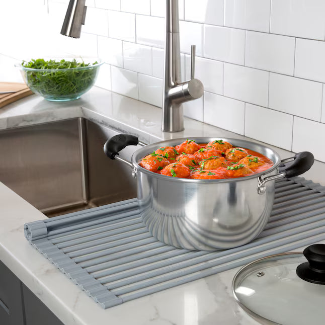 Kitchen Details 12.99-in W x 20.47-in L x 0.26-in H Stainless steel Dish rack