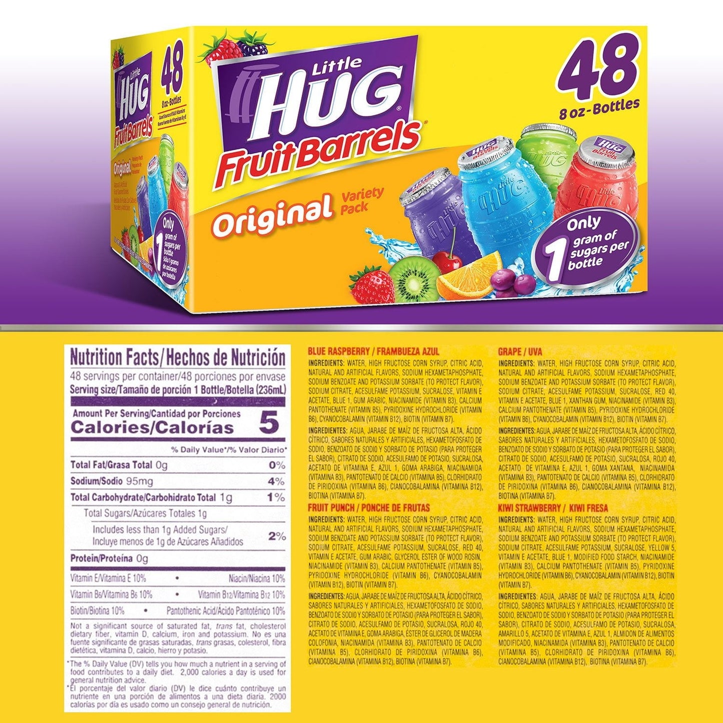Fruit Drink Variety Pack – 48 Bottles -8 fl oz Each