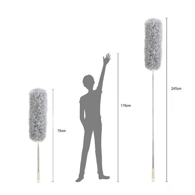 Huluwat Dusters for cleaning duster with extension pole Bendable Head Long Handle Dusters for Cleaning Ceiling Fan High Ceiling Blinds Furniture Cars Gray