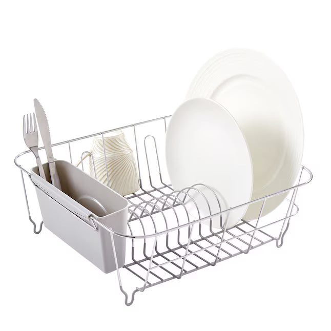 Sweet Home Collection Chrome Plated Steel 2 Pc Small Compact Dish Drainer
