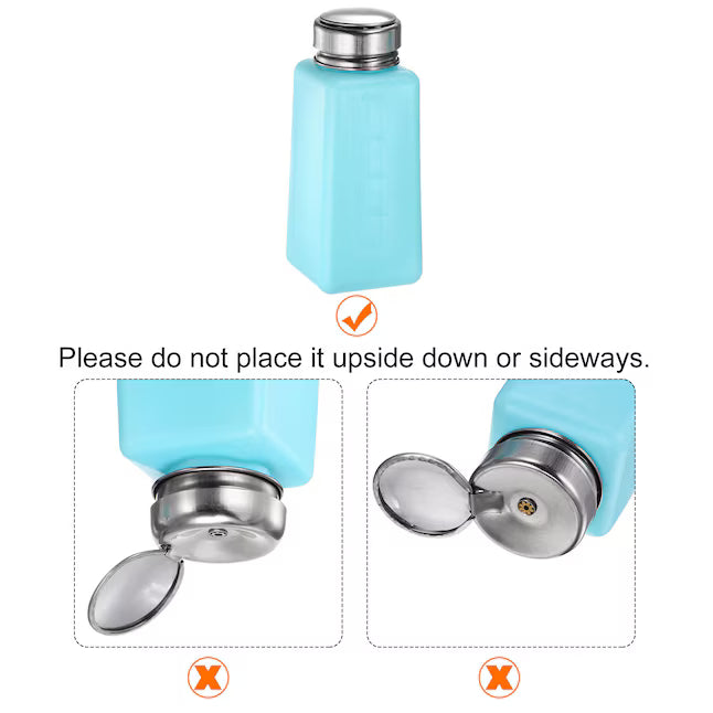 Harfington 2pcs Solvent Alcohol Dispensers 250ml(8.5oz) Push Down Liquid Dispenser Pump Bottle with Sealing Stainless Steel Lid for Acetone Solution Blue