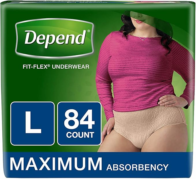 Depend Fit-Flex Large Maximum Absorbency Underwear for Women, 84 Ct