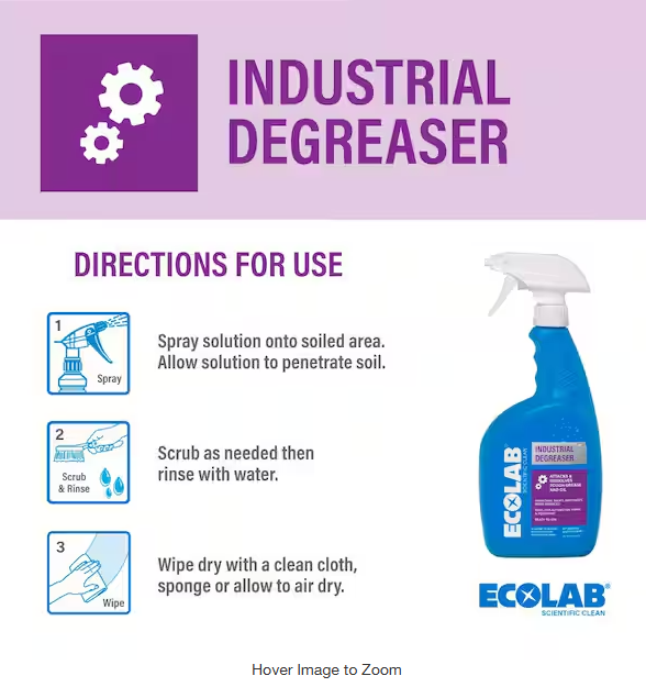 ECOLAB 32 oz. Professional Strength Industrial Degreaser Spray, Attacks Grease, Buildup and Stains