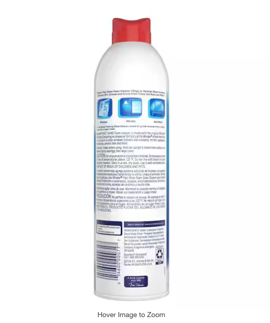 19 oz. Glass Cleaner Fast Shine Foam, Rainshower Scent