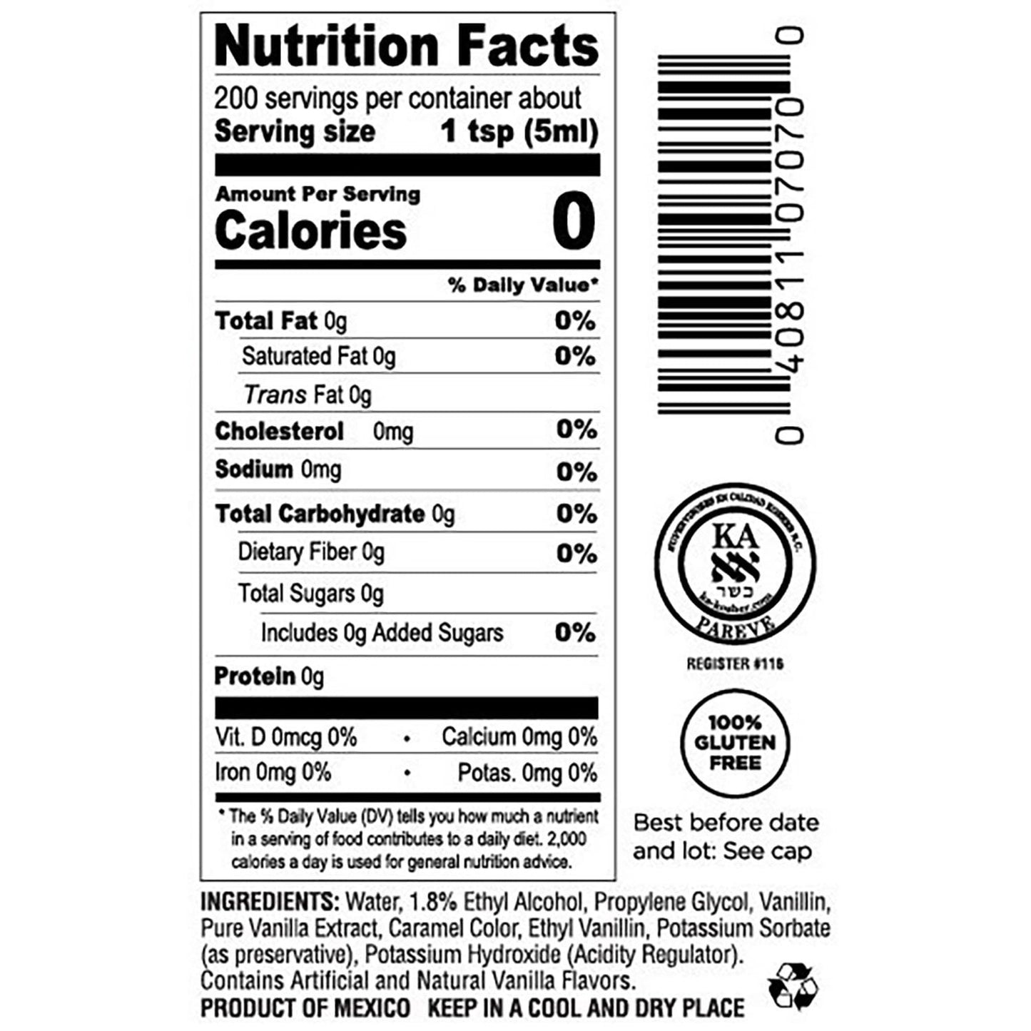 Molina Vanilla Extract – 33.3 fl oz Bottle