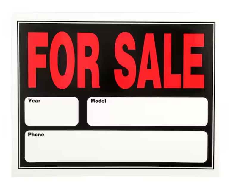 15 in. x 19 in. Plastic Auto For Sale Sign