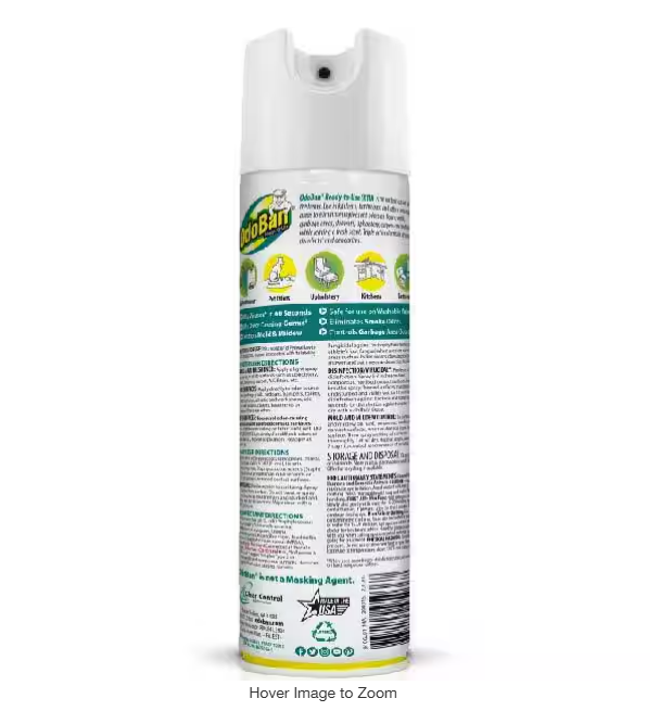 14.6 oz. Lemon Multi-Purpose Disinfectant Spray, Odor Eliminator, Sanitizer, Fabric and Air Freshener