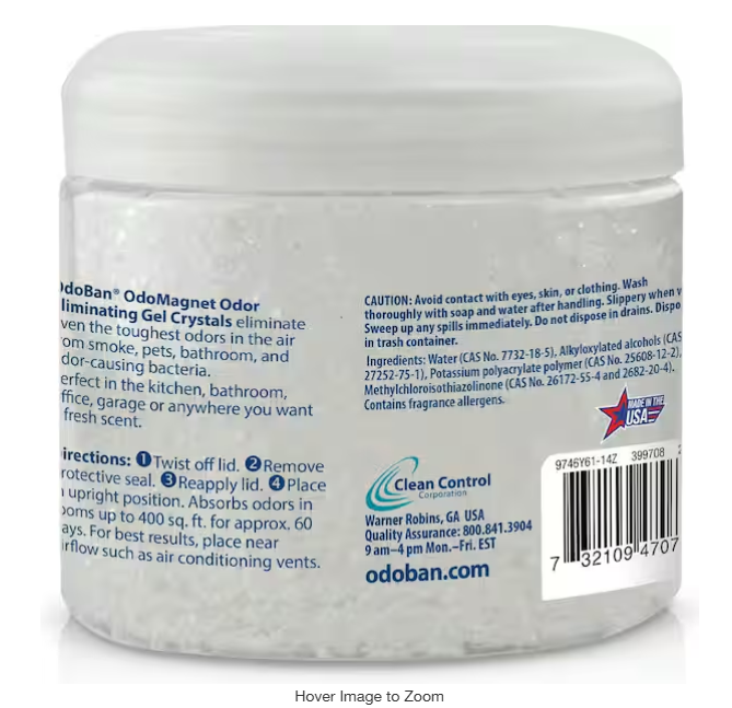 14 oz. OdoMagnet Odor Removing Gel Crystals, Odor Absorber and Air Freshener with Odor Eliminating Gel, Fresh Air Scent