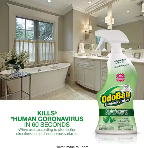 32 oz. Eucalyptus Multi-Purpose Disinfectant Spray, Odor Eliminator, Sanitizer, Fabric Freshener, Mold Control