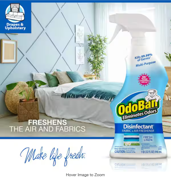 32 oz. Fresh Linen Multi-Purpose Disinfectant Spray, Odor Eliminator, Sanitizer, Fabric Freshener, Mold Control
