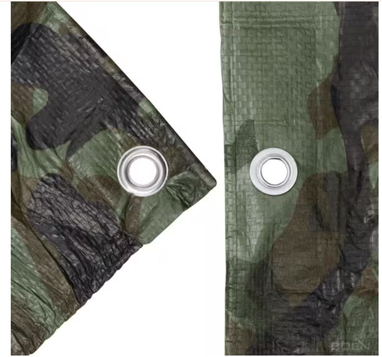 BOEN Heavy Duty Waterproof Tarp Cover 10 ft x 12 ft – 10 Mil Brown/Silve