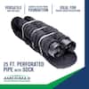 Amerimax FLEX Drain 4" x 25 ft Black Copolymer Perforated Drain Pipe with Sock – Model 51510