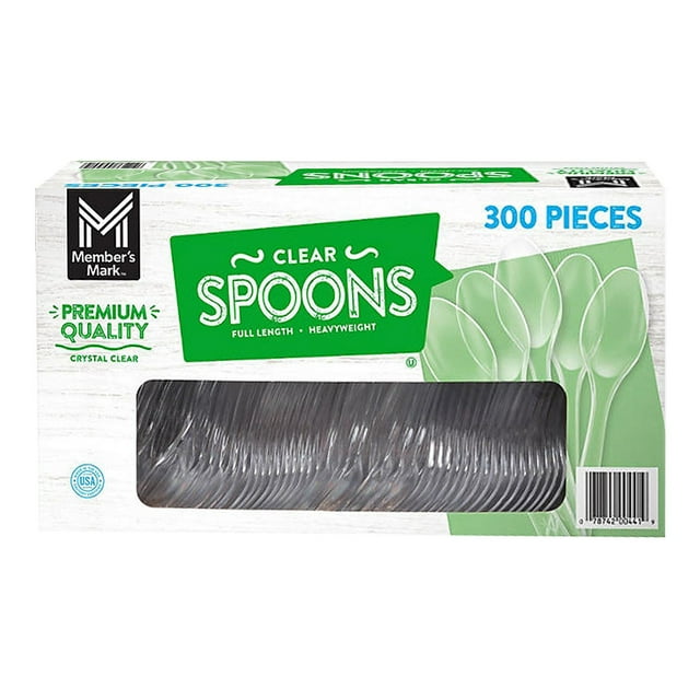 Member’s Mark Clear Plastic Spoons – Heavyweight, 300-Count Pack