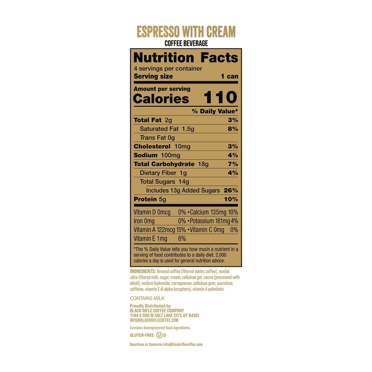 Black Rifle Coffee Company Espresso with Cream – 11 fl oz (12‑Pack)