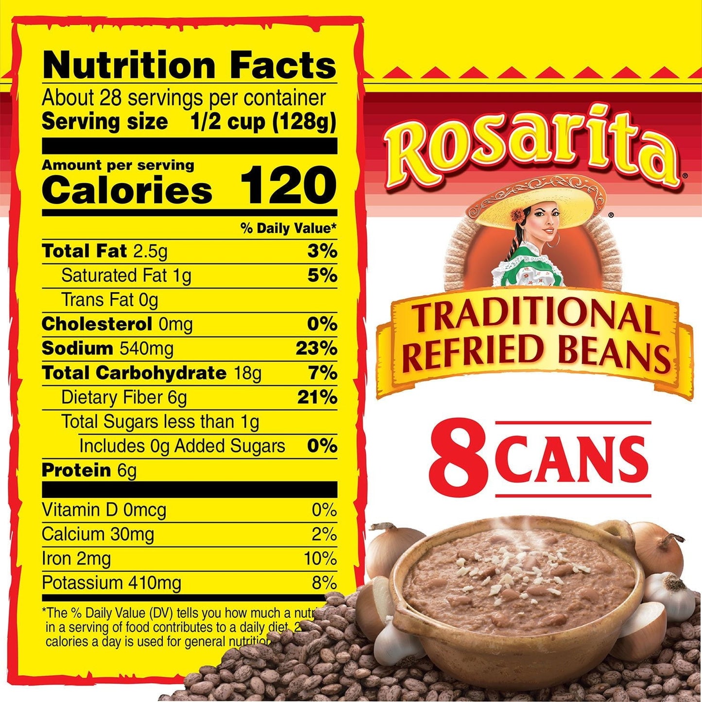 Rosarita Traditional Refried Beans, 8 pk.