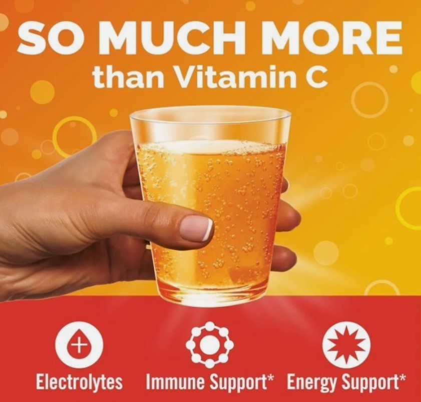 Emergen-C 1000mg Vitamin C Powder for Daily Immune Support Caffeine Free Vitamin Super Orange Flavour 30 count