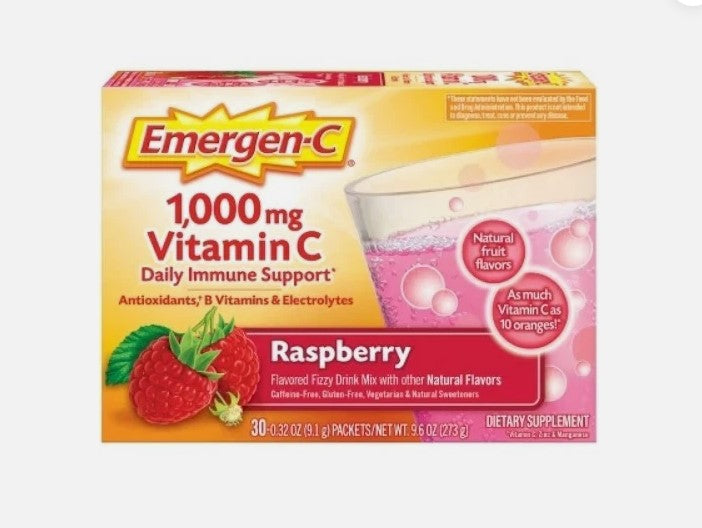 Emergen-C 1000mg Vitamin C Raspberry Flavor Powder - 30 Count