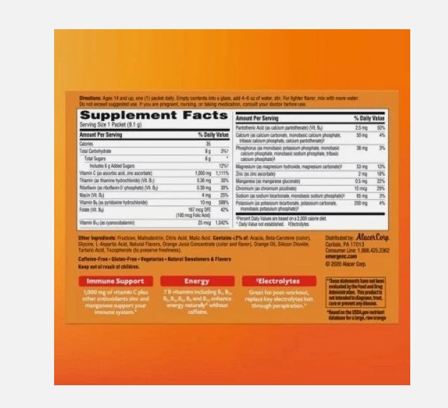 Emergen-C 1000mg Vitamin C Raspberry Flavor Powder - 30 Count