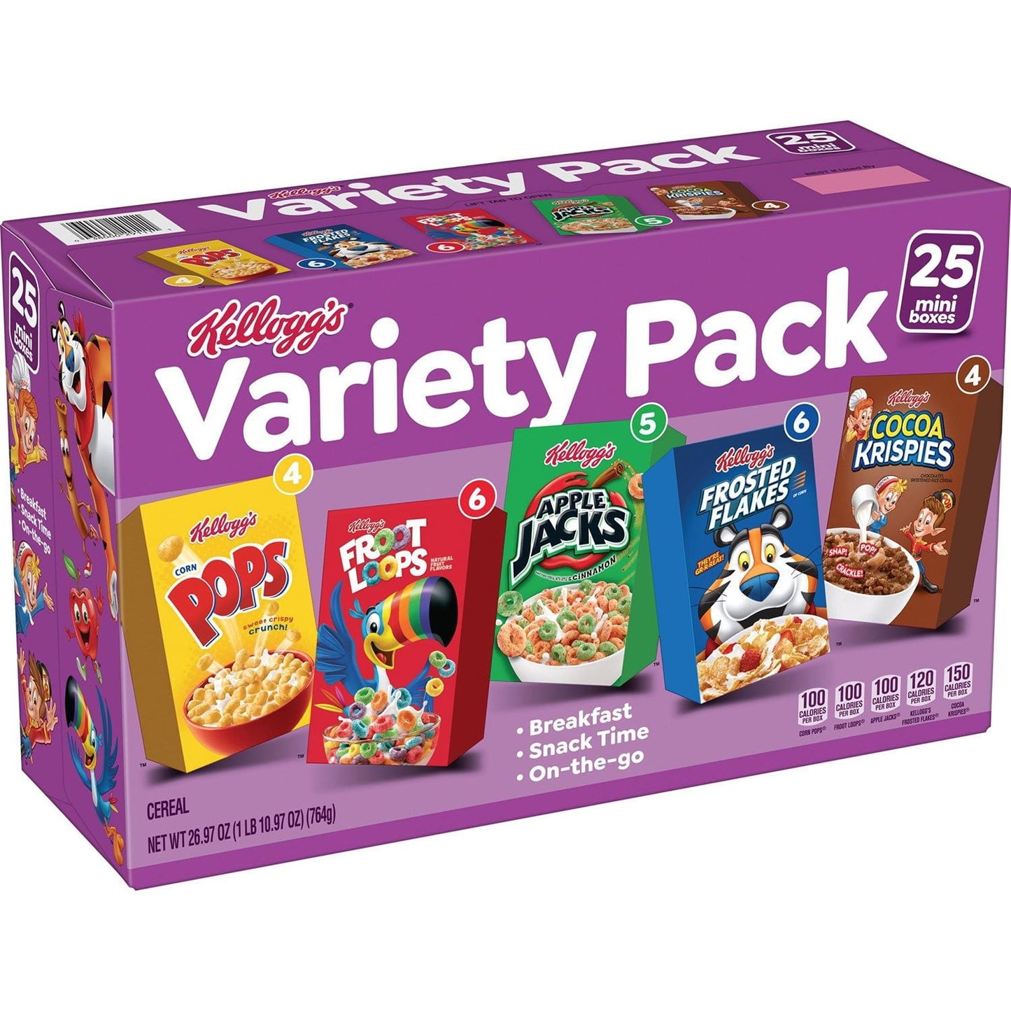 Assorted Cereal Variety Pack – 25-Pack Single-Serve Breakfast Boxes