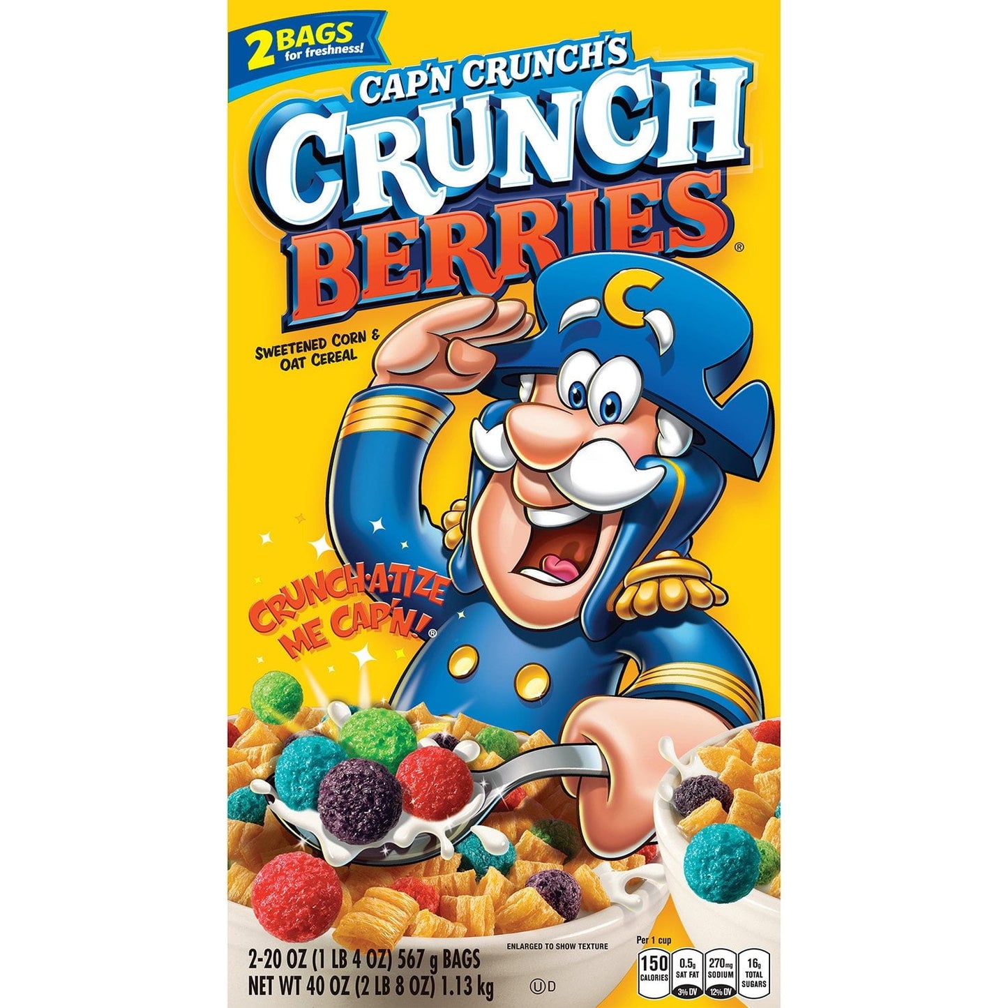 Crunchy Berry Cereal – 40 oz Bag (Sweetened Corn & Oat Cereal with Berry Pieces)
