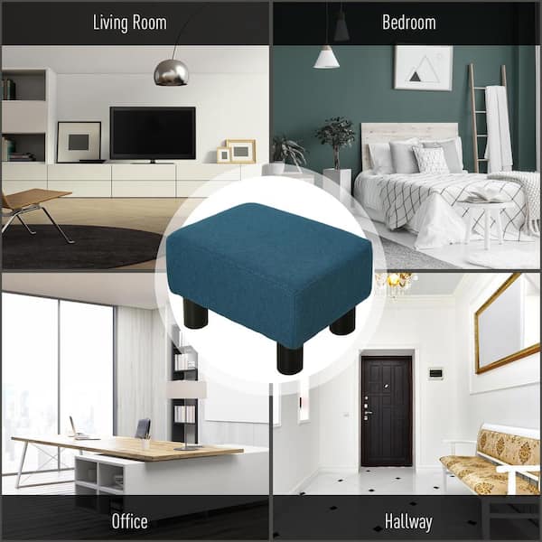 HOMCOM 15.75" Dark Blue Bench with Linen Fabric & Lightweight Design – Model 833-666V80BU