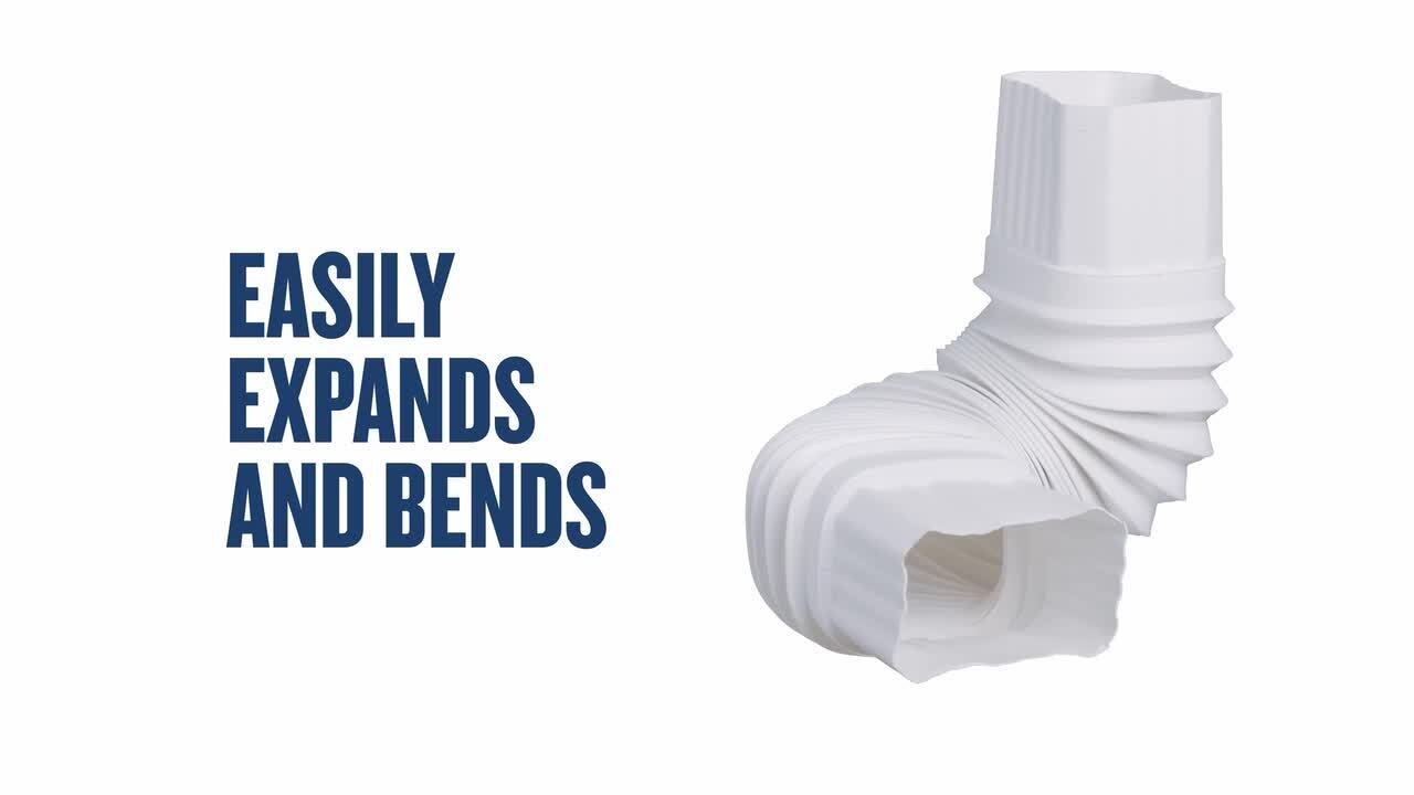 Amerimax Home Products Flex-Elbow 3 in. x 4 in. White Vinyl Downspout Elbow – Model #39084