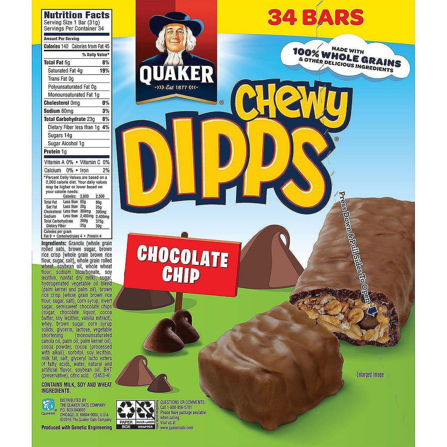 Quaker Chewy Dipps Chocolate Chip Granola Bars