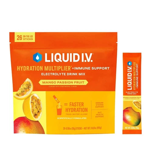 Liquid IV Hydration Drink Multiplier Plus Immune Support Mango Passionfruit 26Ct