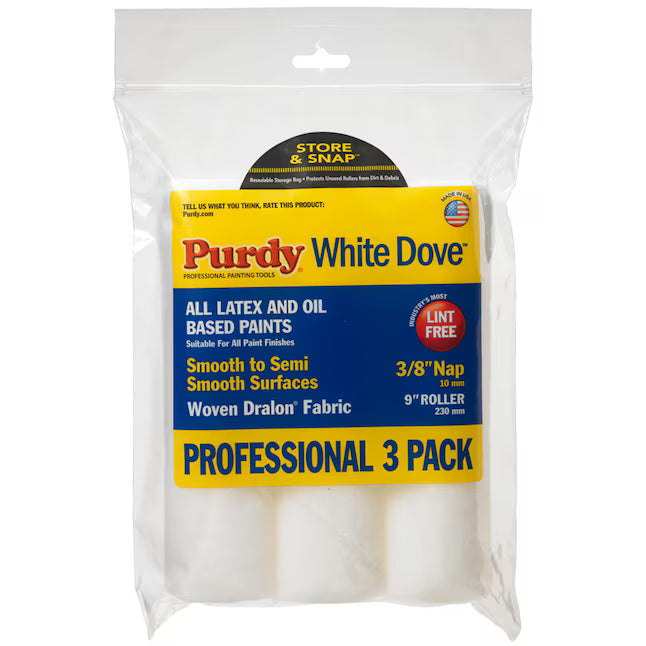 Purdy 3 -Pack 9-in x 3/8-in Nap WhiteDove Standard Woven Paint Roller Cover