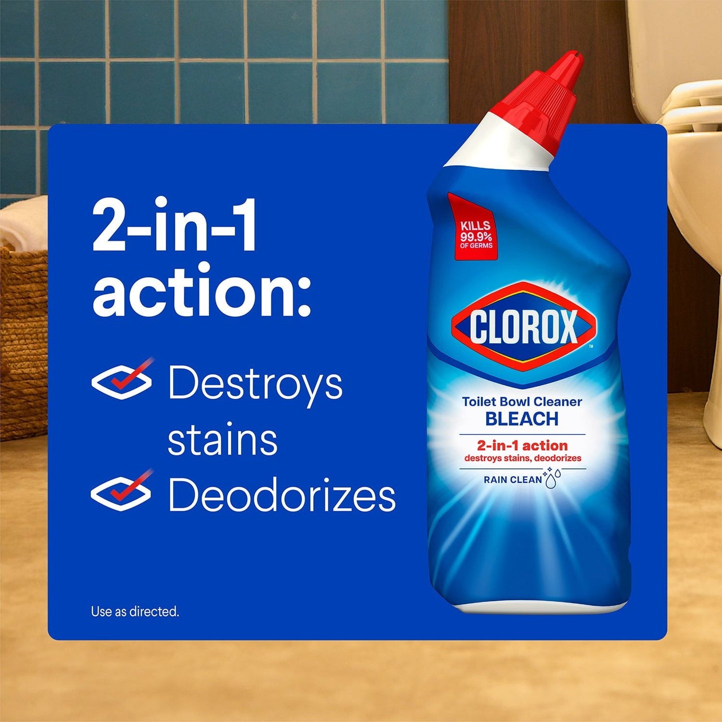 Clorox Toilet Bowl Cleaner with Bleach – Rain Clean, 6-Pack (144 fl oz)