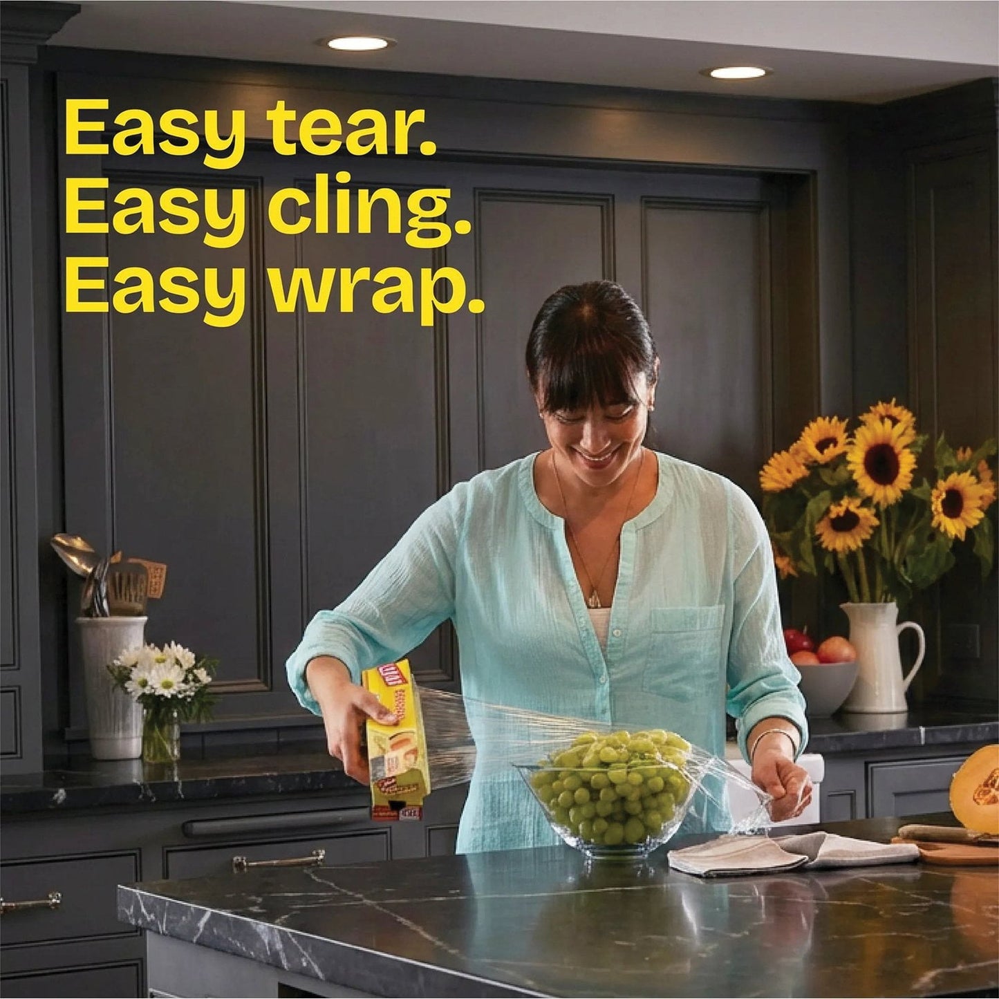 Glad Cling ‘N Seal Clear Plastic Food Wrap 400 sq. ft./roll, 2 rolls