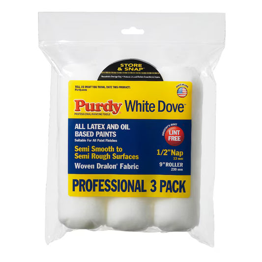 Purdy 3 -Pack 9-in x 1/2-in Nap WhiteDove Standard Woven Paint Roller Cover
