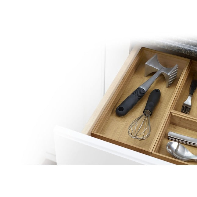 Style Selections 15-in x 6-in Brown Bamboo Wood Stackable Drawer Organizer