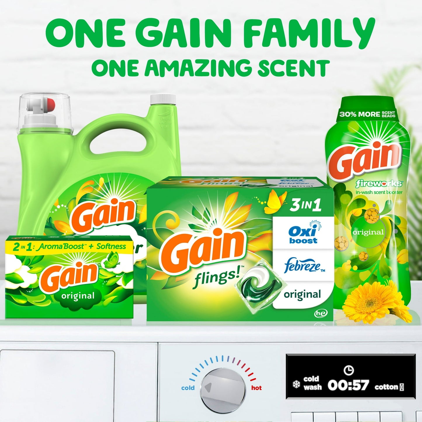 Gain Flings! 3-in-1 Laundry Detergent Pacs – Original Scent (152 Count, 3-in-1 Formula with Oxi Boost & Febreze Freshness)
