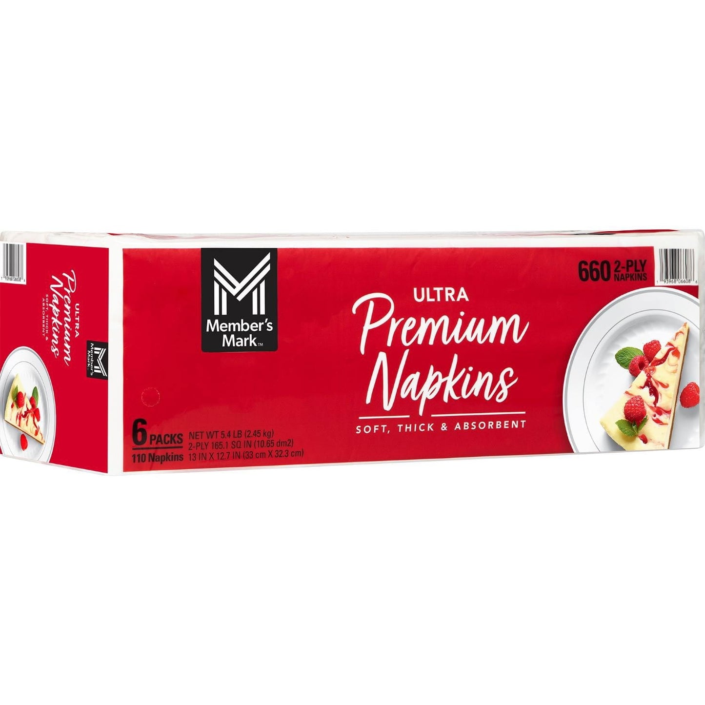 Member's Mark Ultra Premium 2-Ply White Napkins 6 pks., 110 napkins/pk.