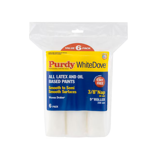 Purdy 6 -Pack 9-in x 3/8-in Nap WhiteDove Standard Woven Paint Roller Cover
