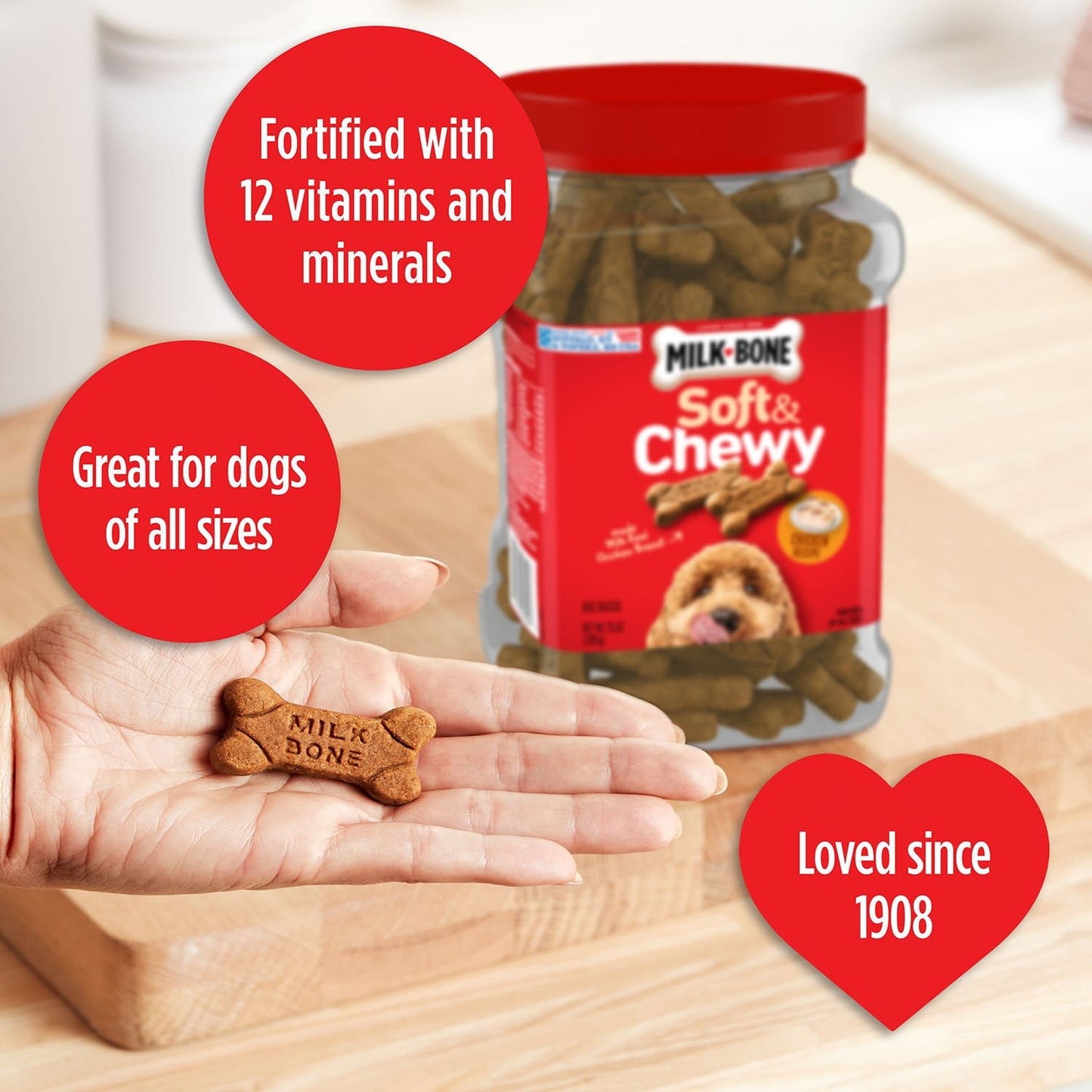 Milk-Bone, Chicken Recipe, Soft & Chewy Dog Snacks, 37 oz.