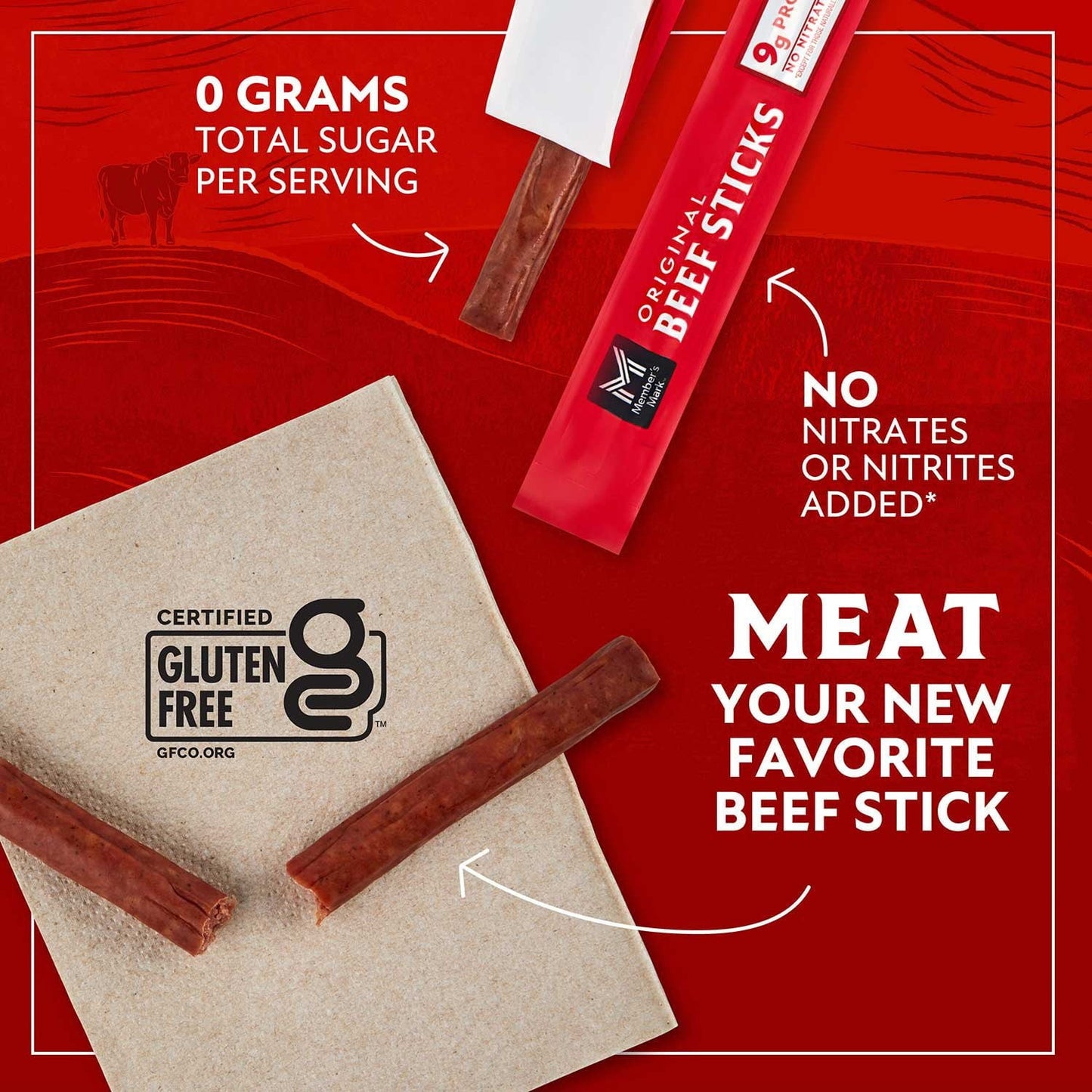 Member’s Mark Original Grassfed Beef Snack Sticks – High-Protein On-the-Go Snack