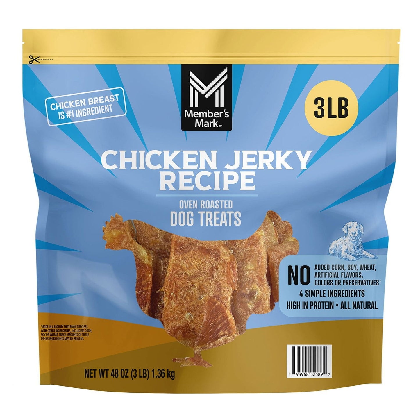 Member Marks Chicken Jerky Recipe Dog Treats ~ (48 Oz - 3 Lb) ~ (1 Pack)