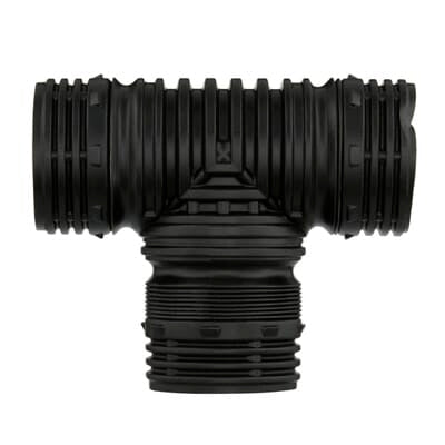 Flex‑Drain 4" Black Copolymer DMV Flexible Tee/Wye – Model ADP53702