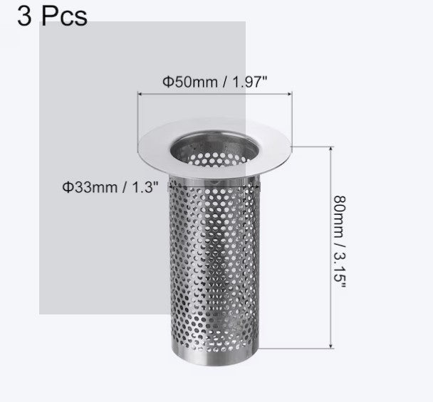 Stainless Steel Bathroom Sink Strainer – 3 Pack, Anti-Clog Drain Filter