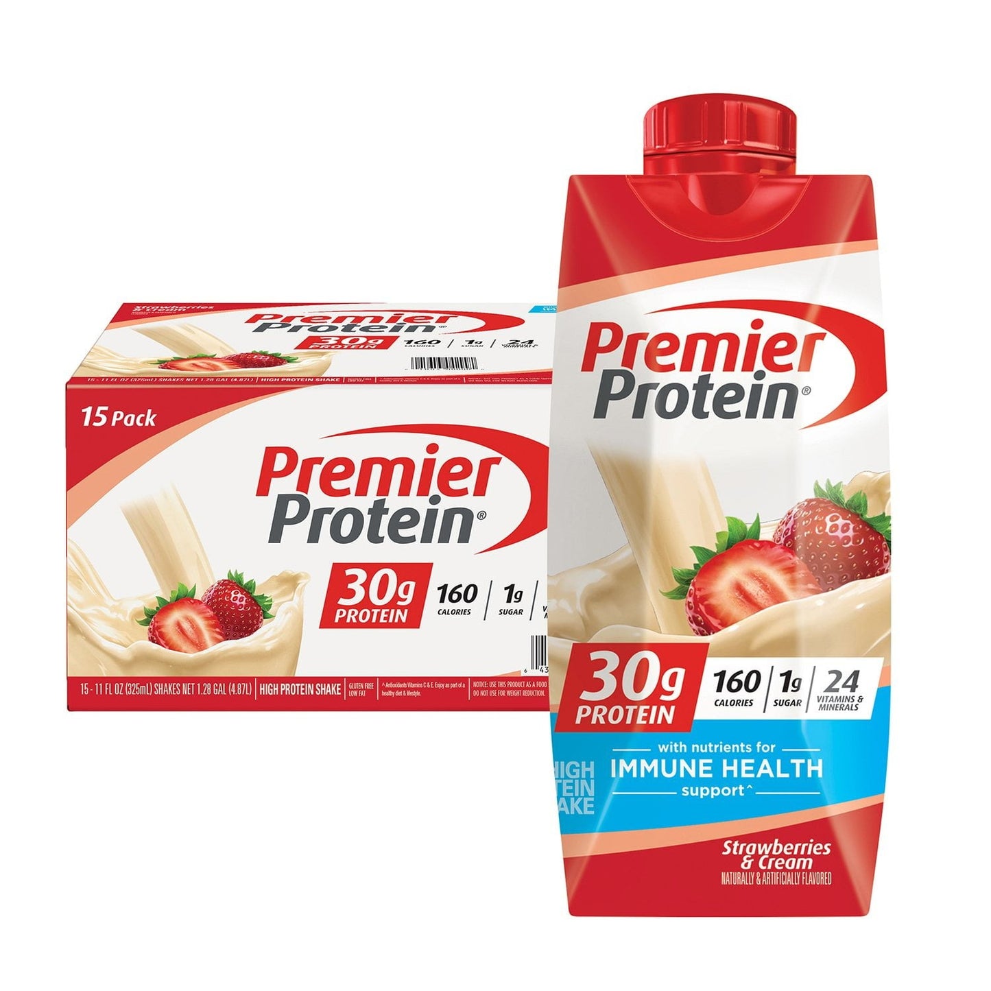 Premier Protein High Protein Shake – Strawberry Cream, 11 fl oz (15 Count)