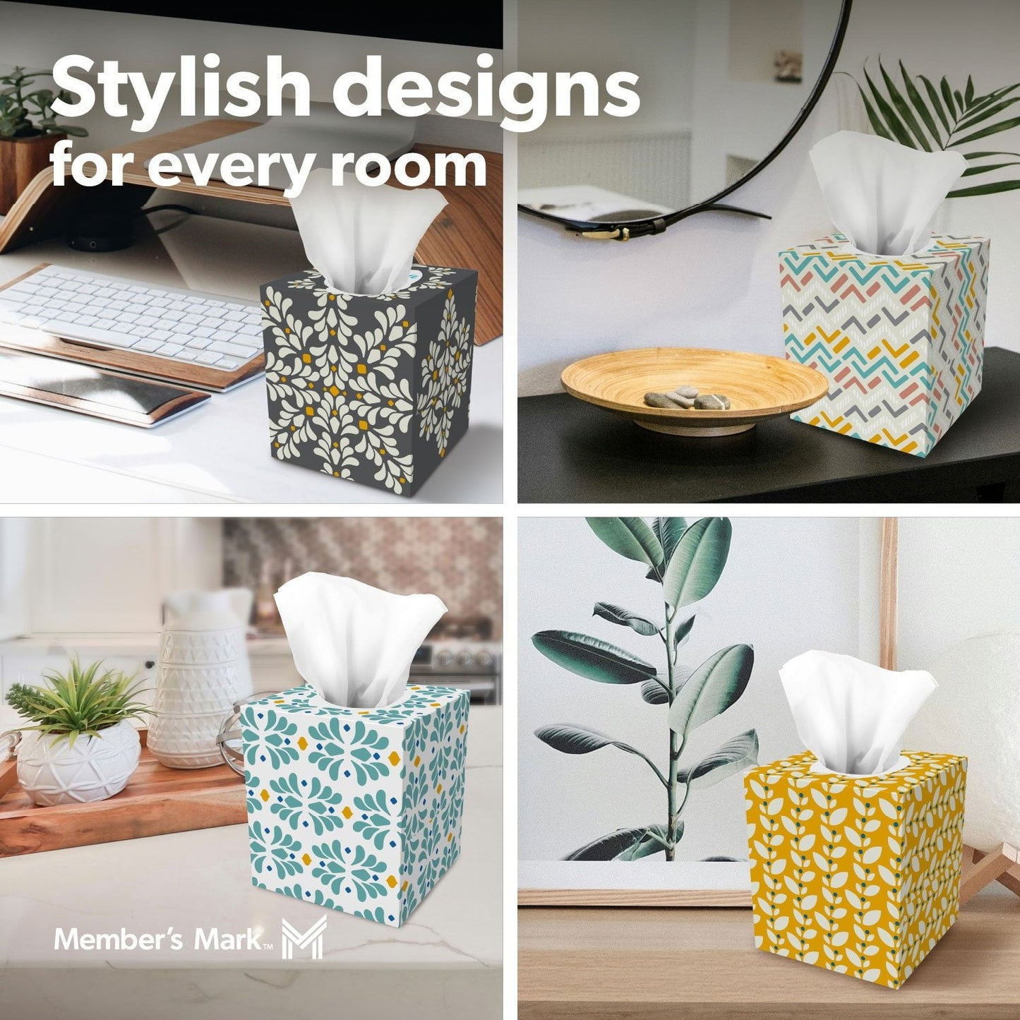 Member's Mark Ultra Soft 3-Ply Facial Tissues, 12 Cube Boxes, 80 tissues/box