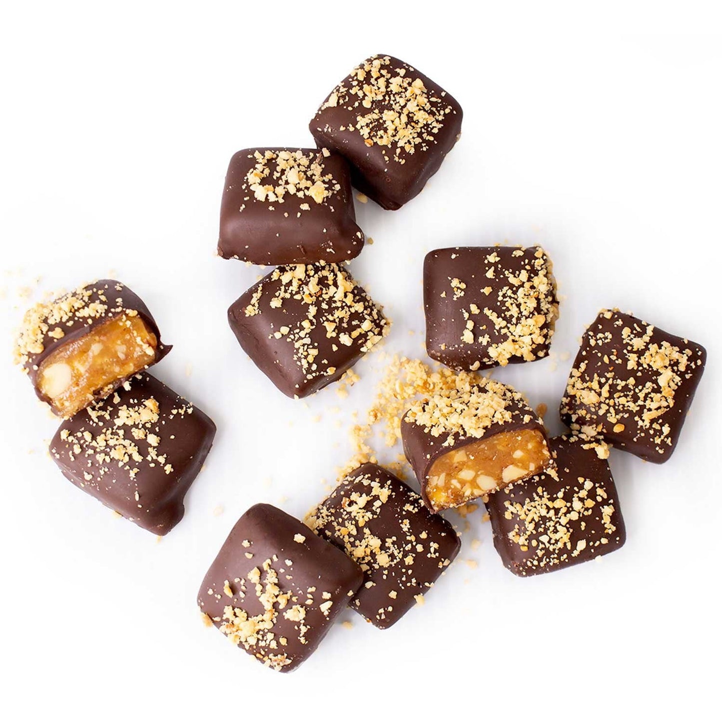brittle-brittle Roasted Almond Toffee Enrobed in Dark Chocolate, 21 oz.