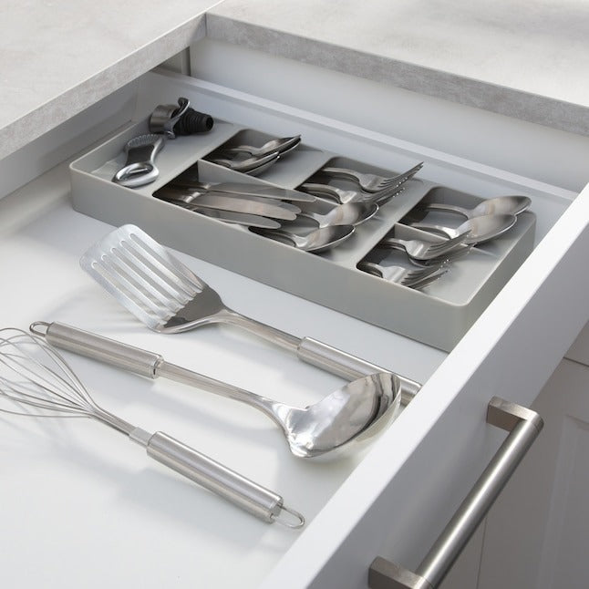 Kitchen Details 15.75-in x 6.22-in Gray Plastic Drawer Organizer