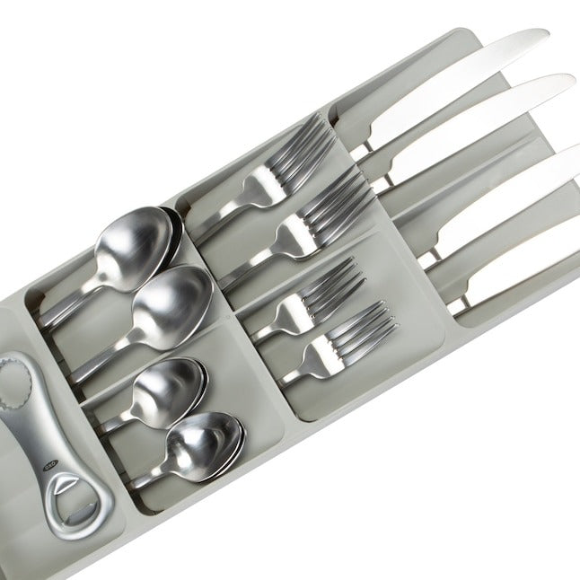 Kitchen Details 15.75-in x 6.22-in Gray Plastic Drawer Organizer