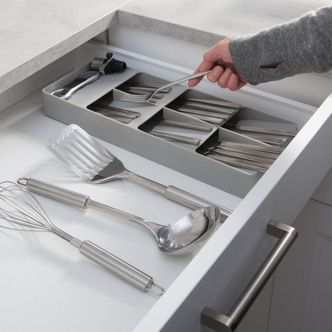 Kitchen Details 15.75-in x 6.22-in Gray Plastic Drawer Organizer